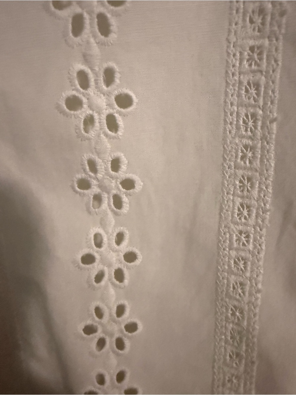Zara White Eyelet Ruffle Front Button Blouse - Picture 6 of 8